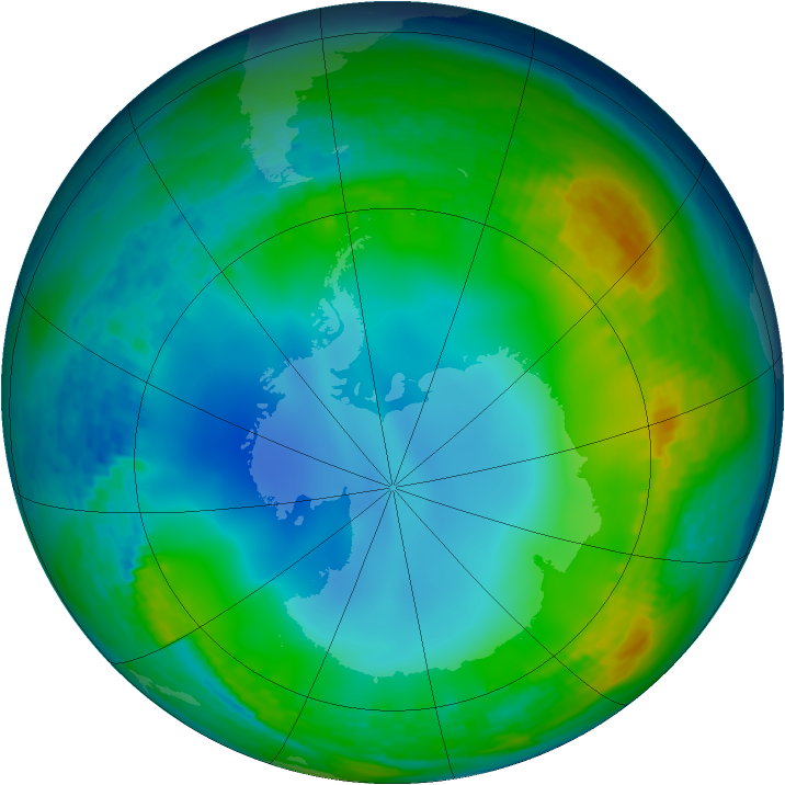 Antarctic ozone map for 16 June 2002